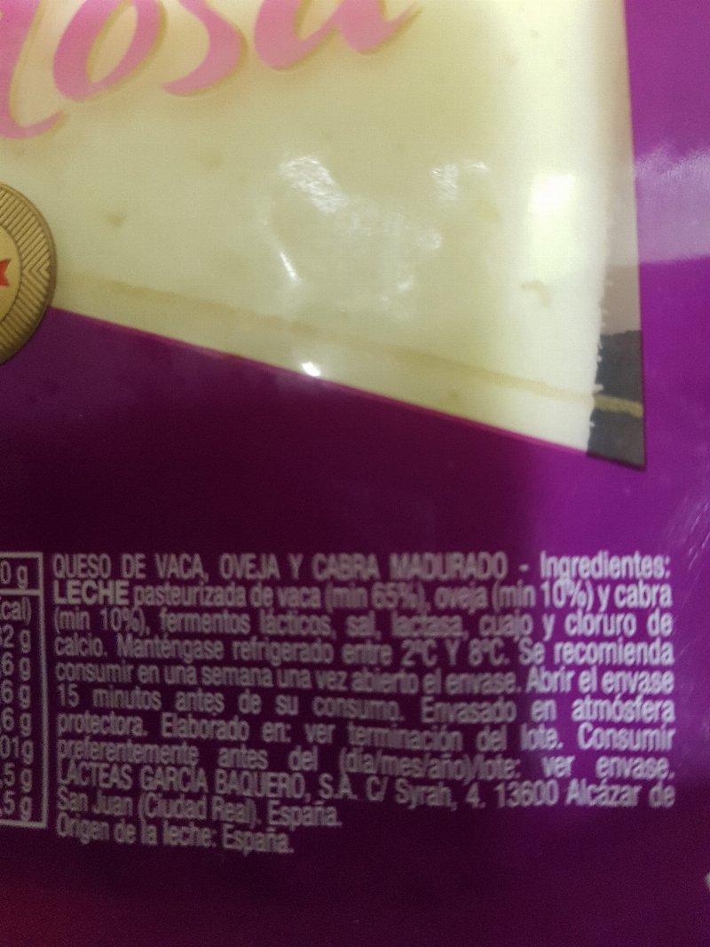 Foto da lista de ingredientes