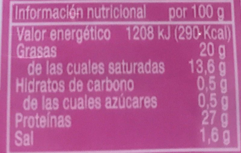 Foto da tabela nutricional