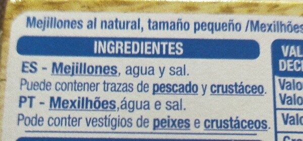 Foto da lista de ingredientes
