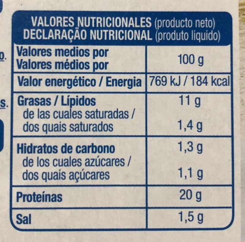 Foto da tabela nutricional