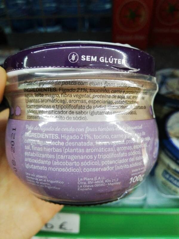 Foto da lista de ingredientes