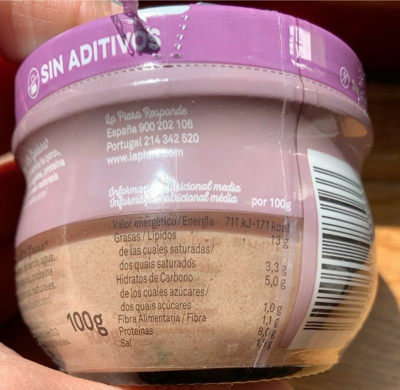 Foto da tabela nutricional