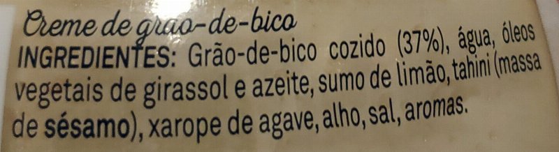 Foto da lista de ingredientes