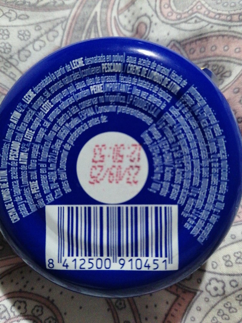 Foto da lista de ingredientes