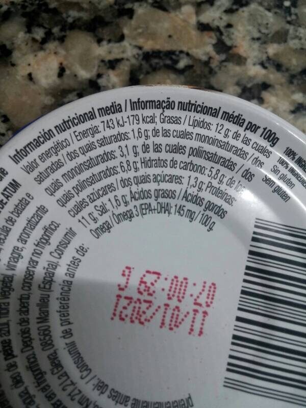 Foto da tabela nutricional