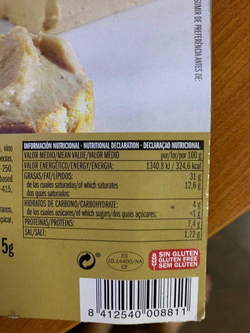 Foto da tabela nutricional