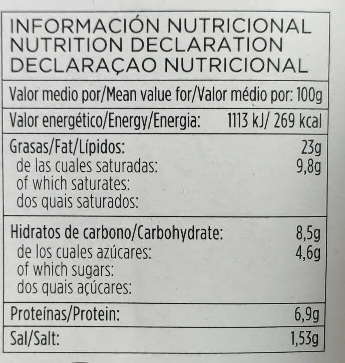 Foto da tabela nutricional