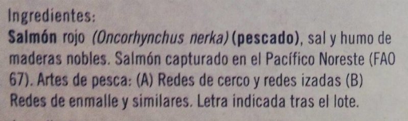Foto da lista de ingredientes