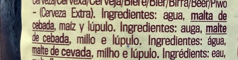 Foto da lista de ingredientes