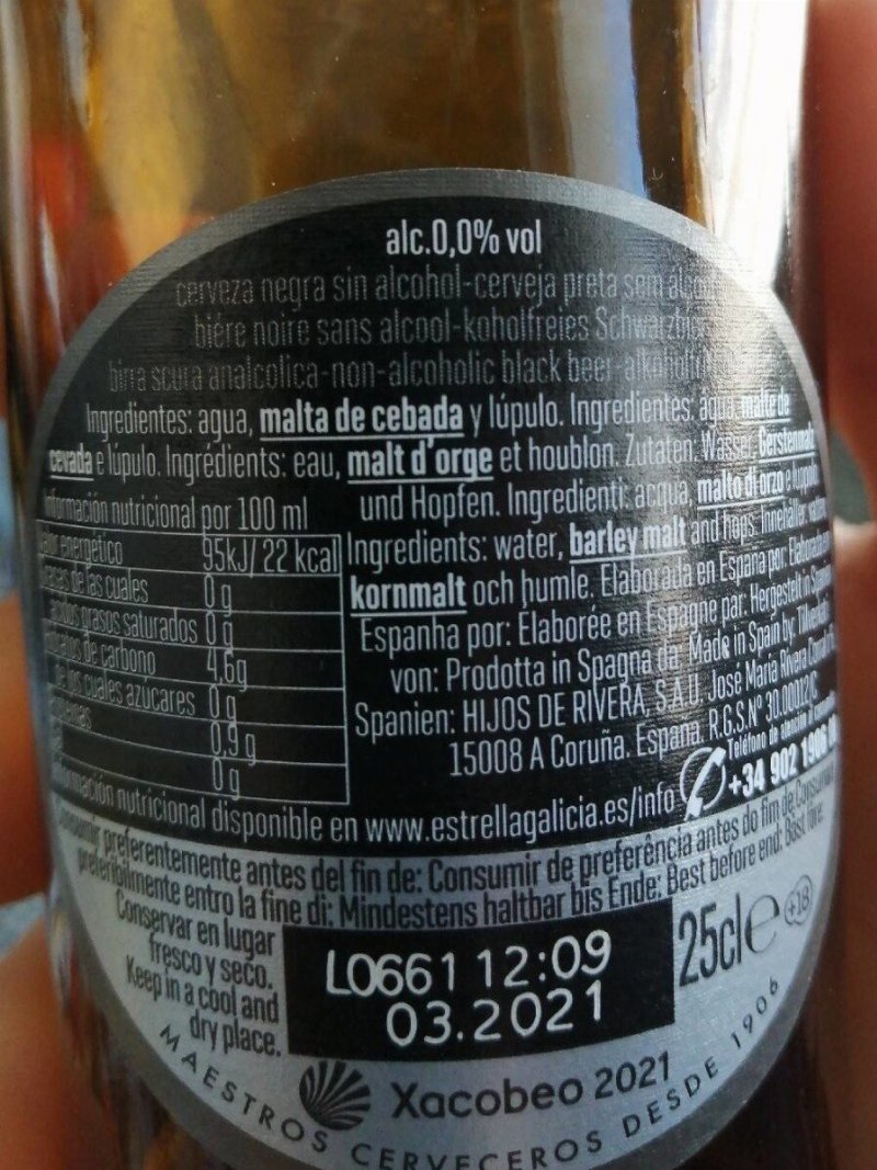 Foto da tabela nutricional