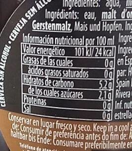 Foto da tabela nutricional