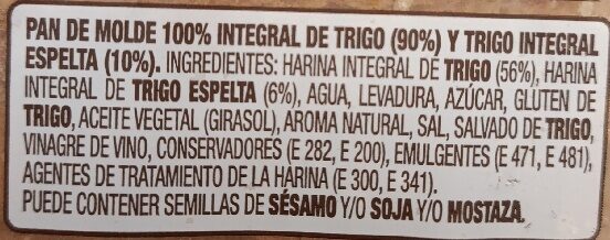 Foto da lista de ingredientes