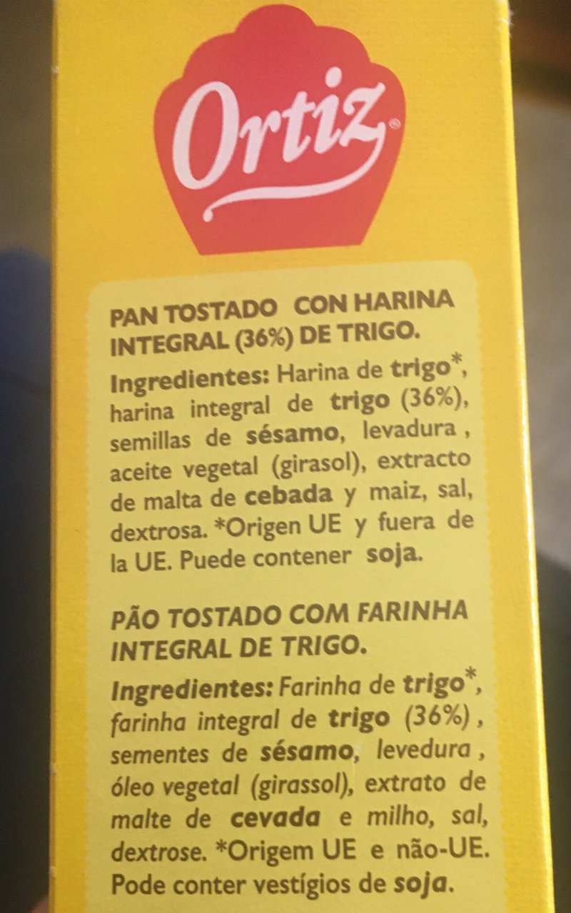 Foto da lista de ingredientes