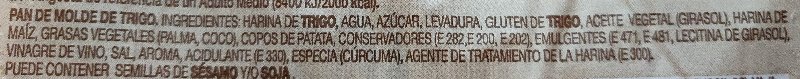 Foto da lista de ingredientes