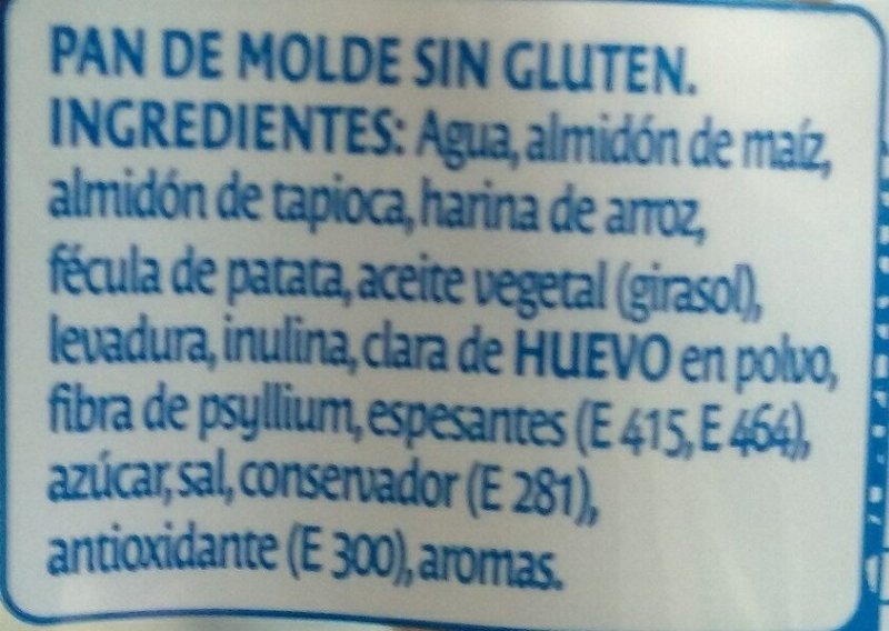 Foto da lista de ingredientes