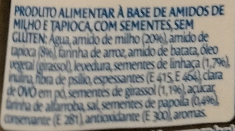 Foto da lista de ingredientes