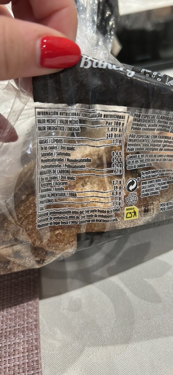 Foto da tabela nutricional