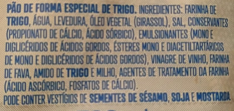 Foto da lista de ingredientes