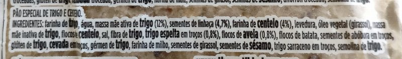 Foto da lista de ingredientes