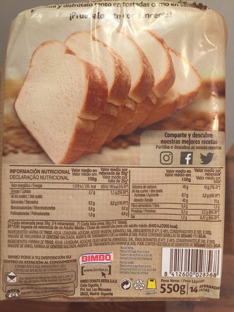 Foto da tabela nutricional