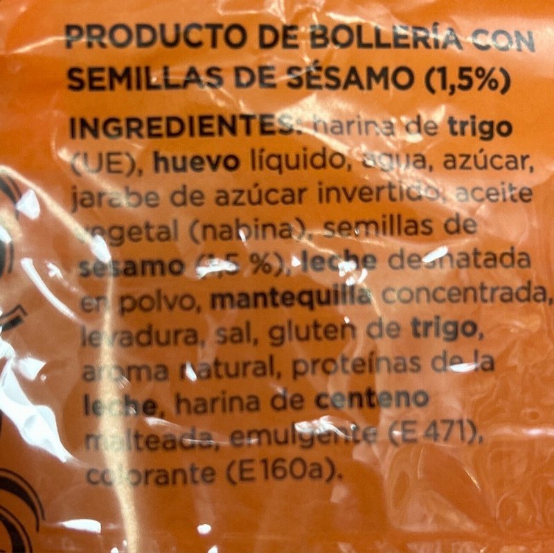 Foto da lista de ingredientes