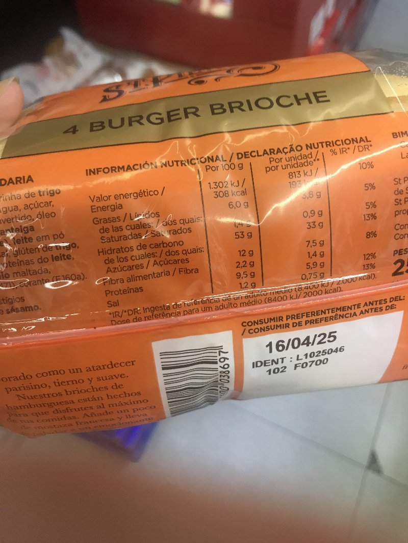 Foto da lista de ingredientes