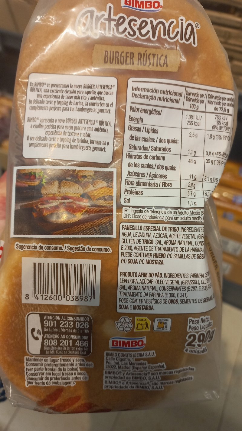 Foto da lista de ingredientes