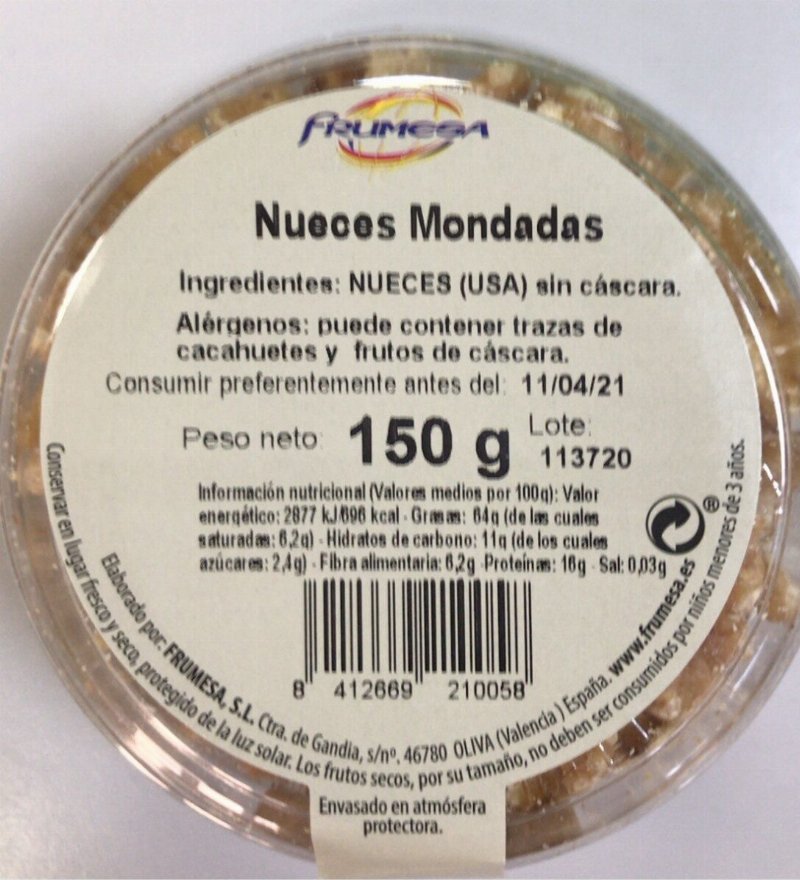 Foto da tabela nutricional