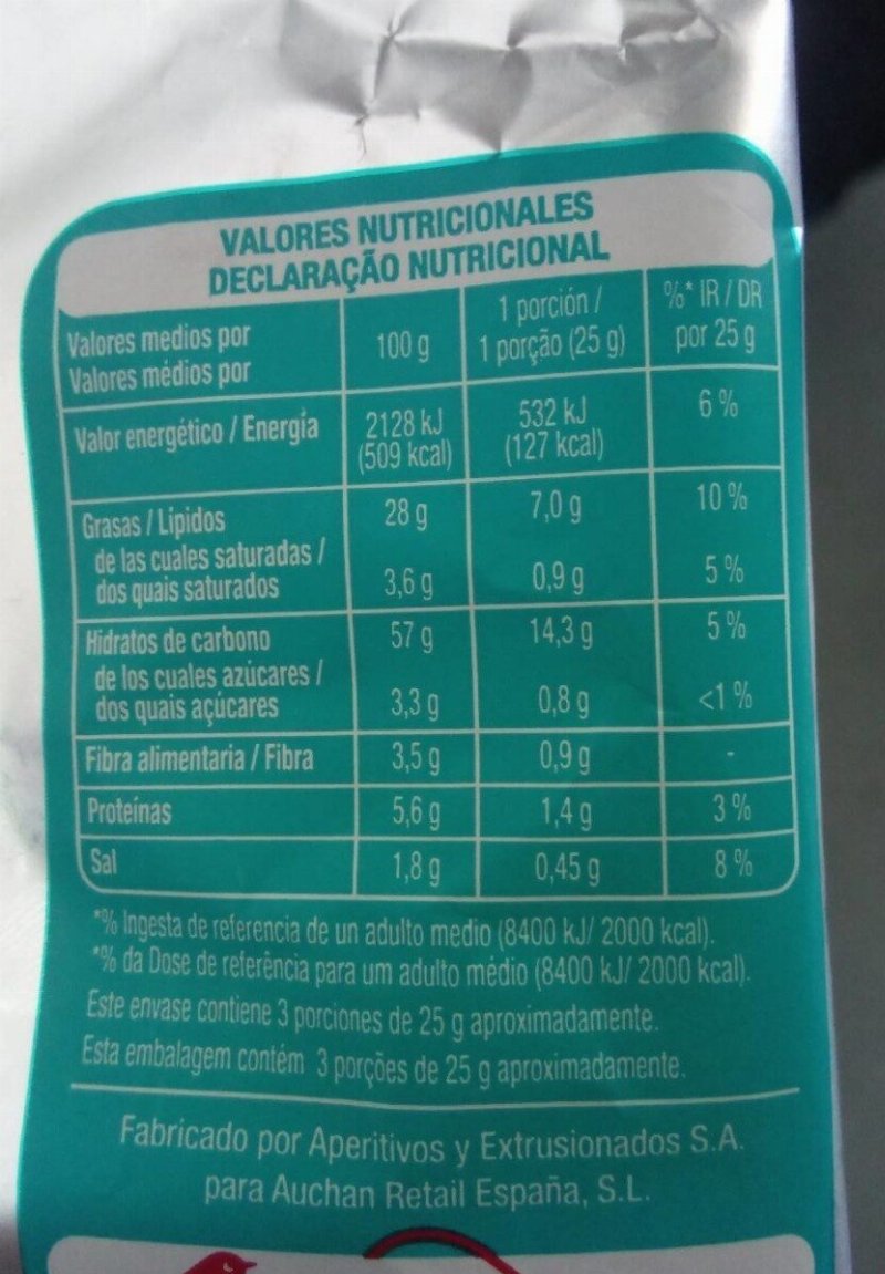 Foto da tabela nutricional