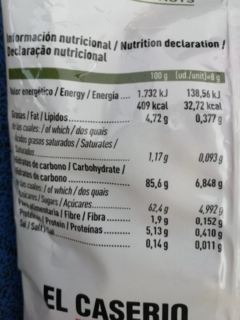 Foto da tabela nutricional