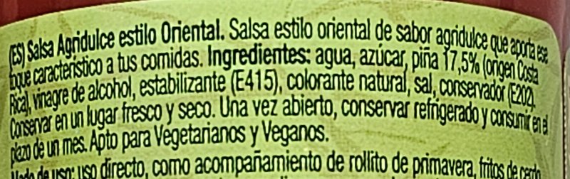 Foto da lista de ingredientes