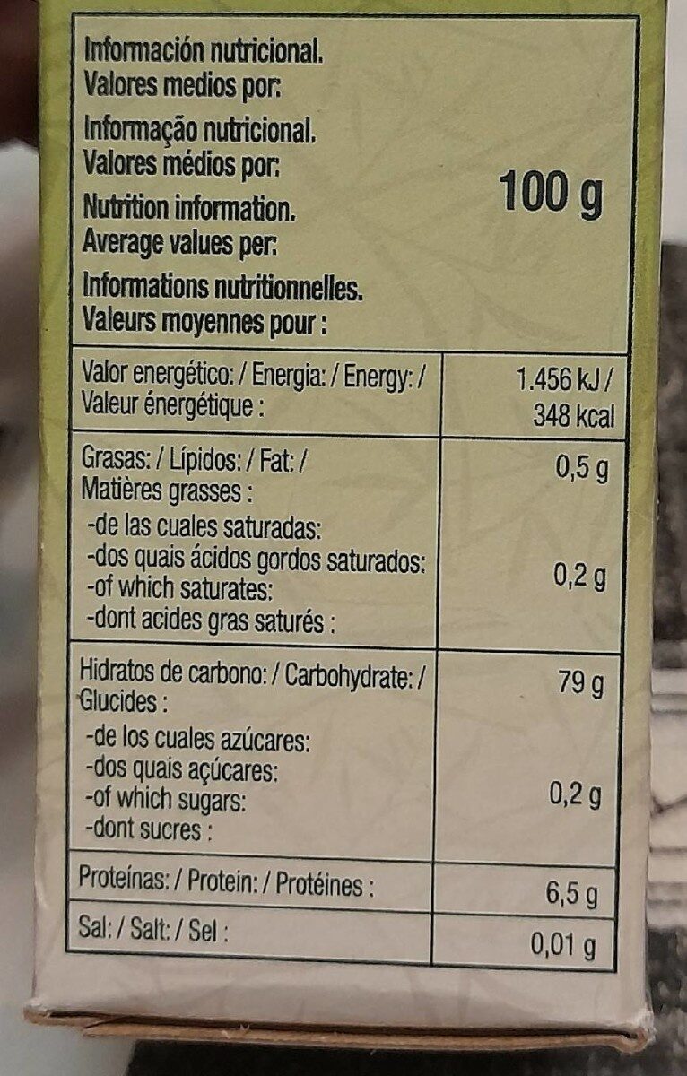 Foto da tabela nutricional