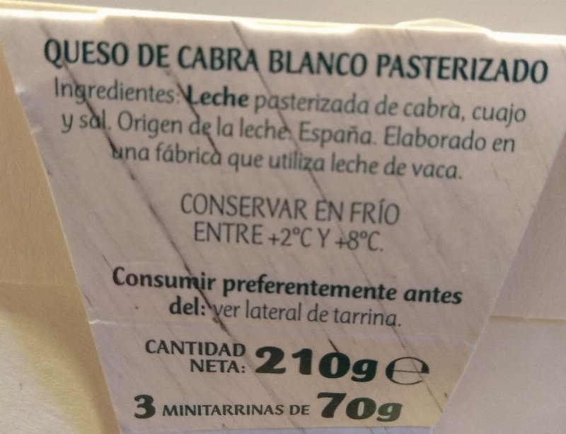Foto da lista de ingredientes