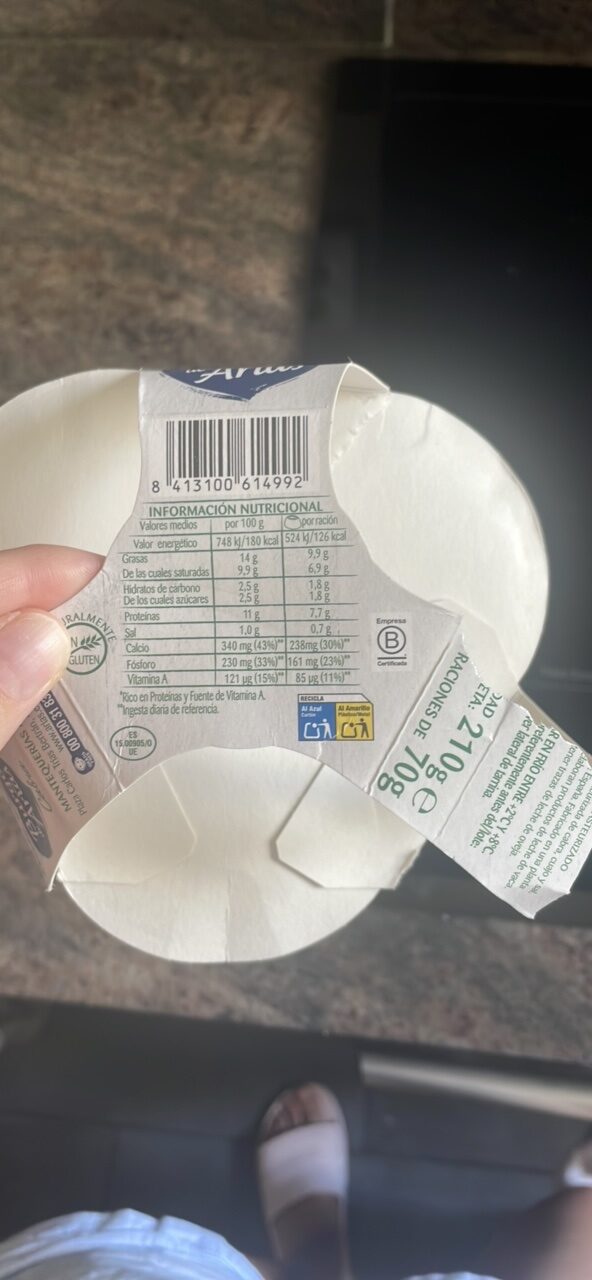 Foto da tabela nutricional
