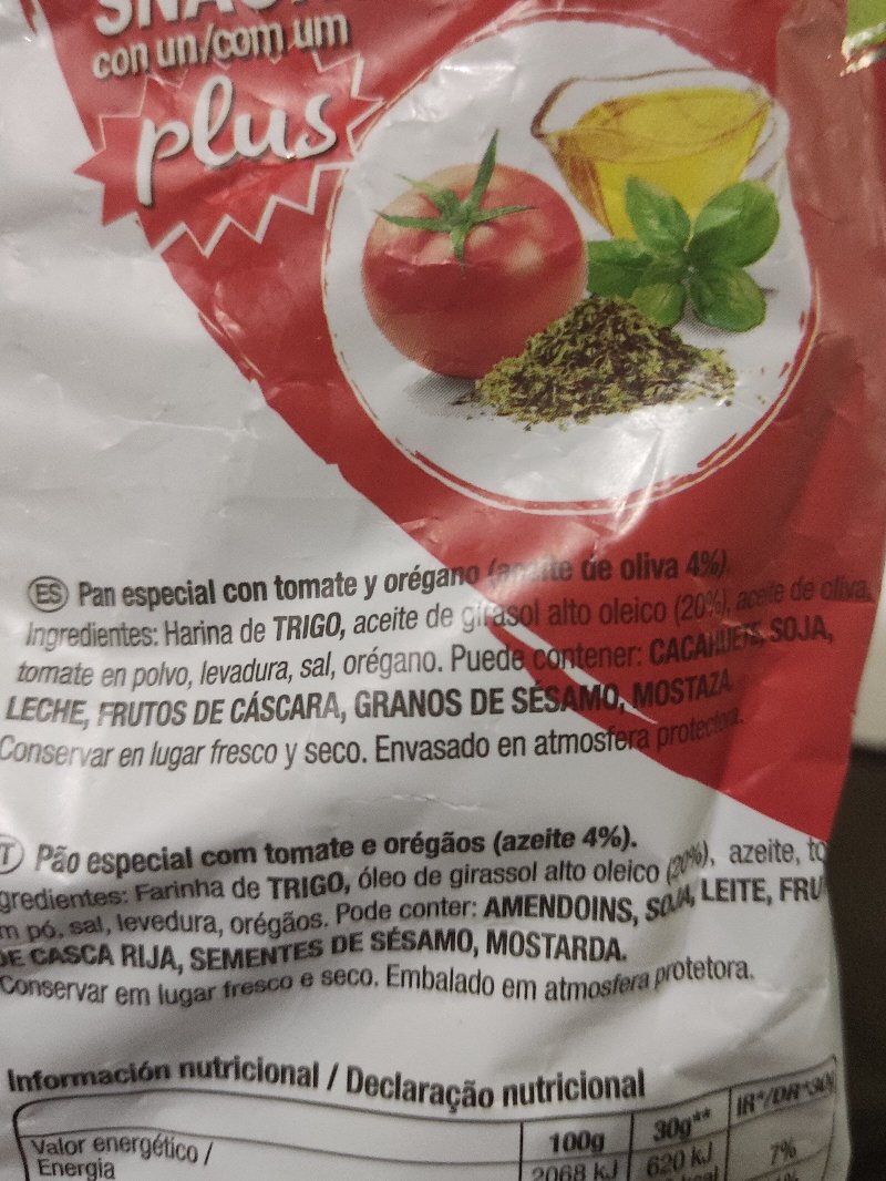 Foto da lista de ingredientes