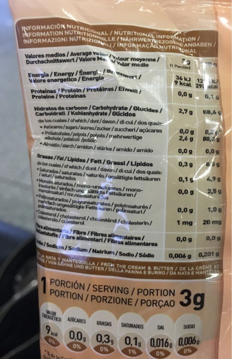 Foto da tabela nutricional