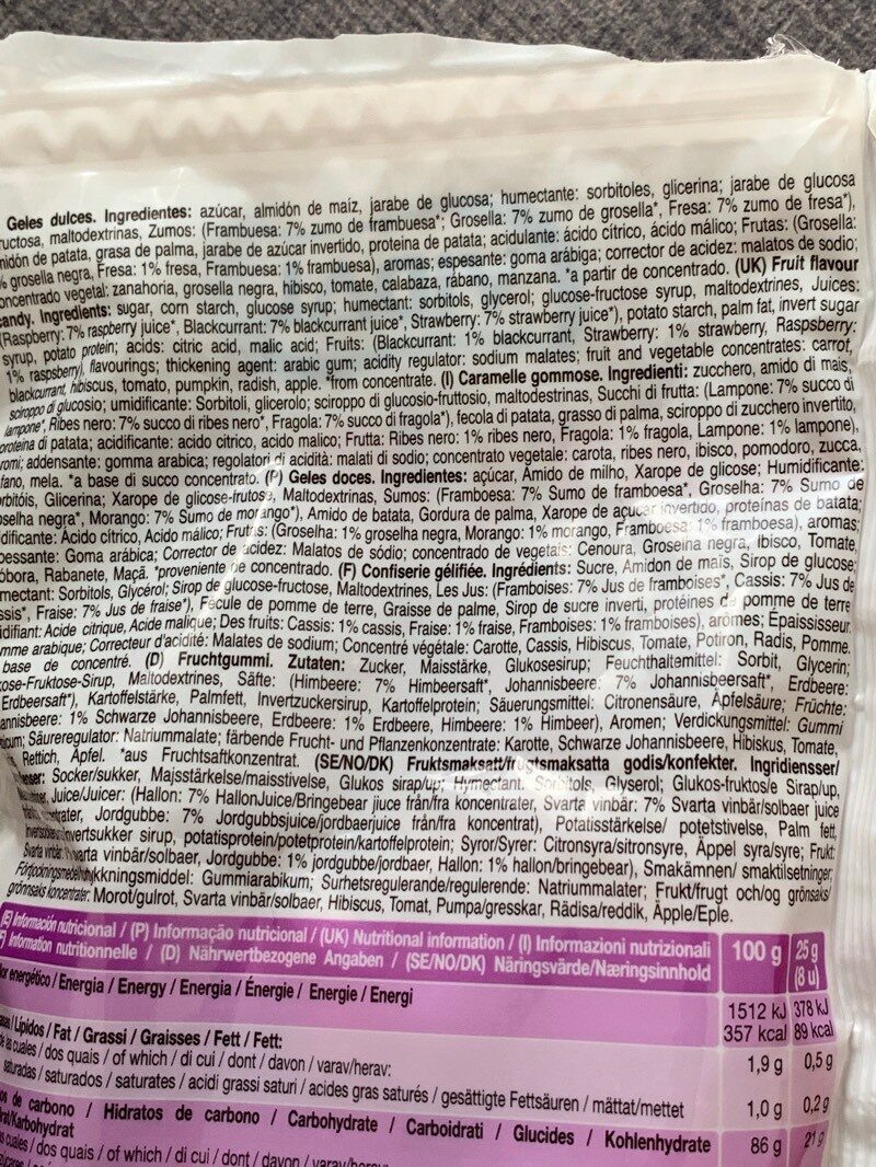 Foto da lista de ingredientes