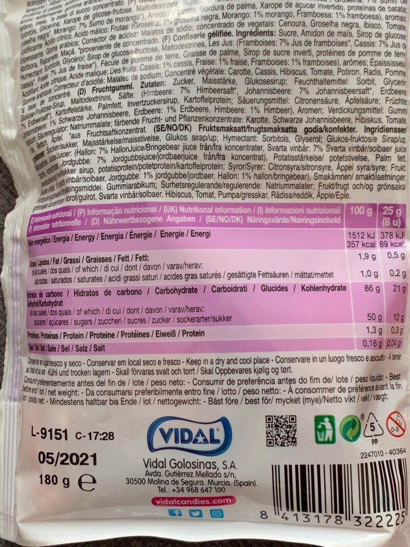 Foto da tabela nutricional