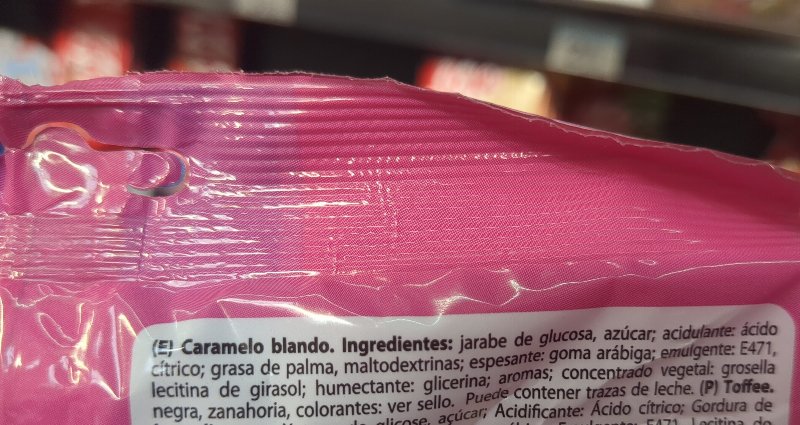 Foto da lista de ingredientes