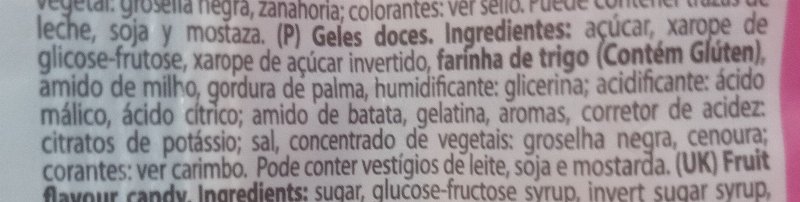 Foto da lista de ingredientes