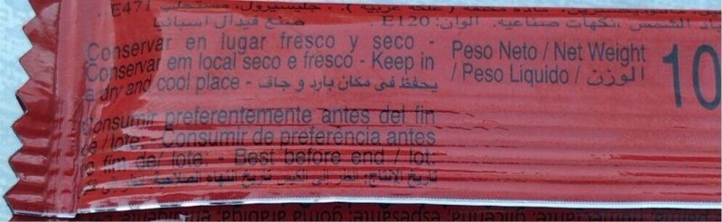 Foto da tabela nutricional