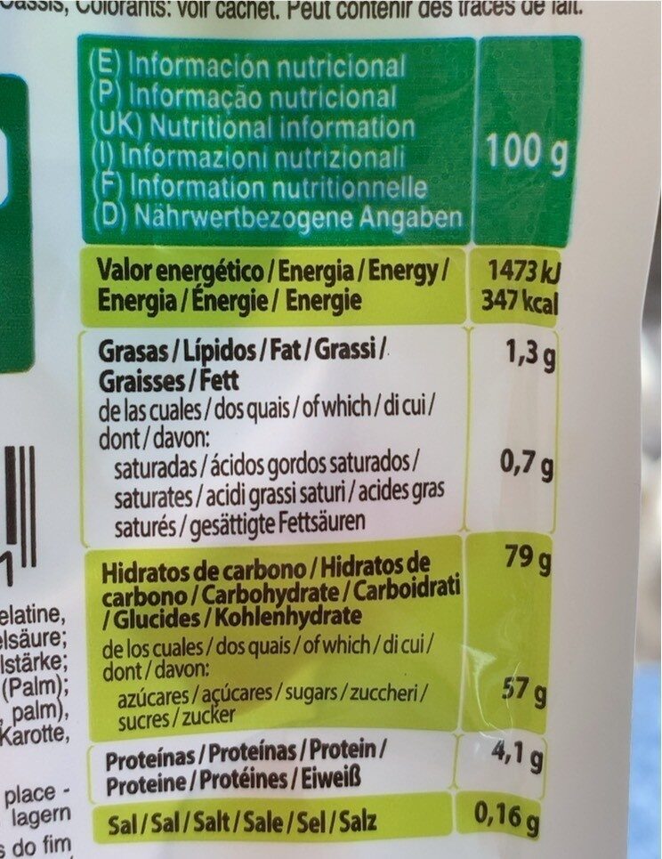 Foto da tabela nutricional