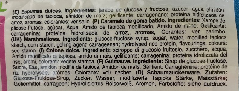 Foto da lista de ingredientes