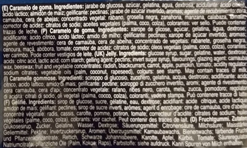 Foto da lista de ingredientes