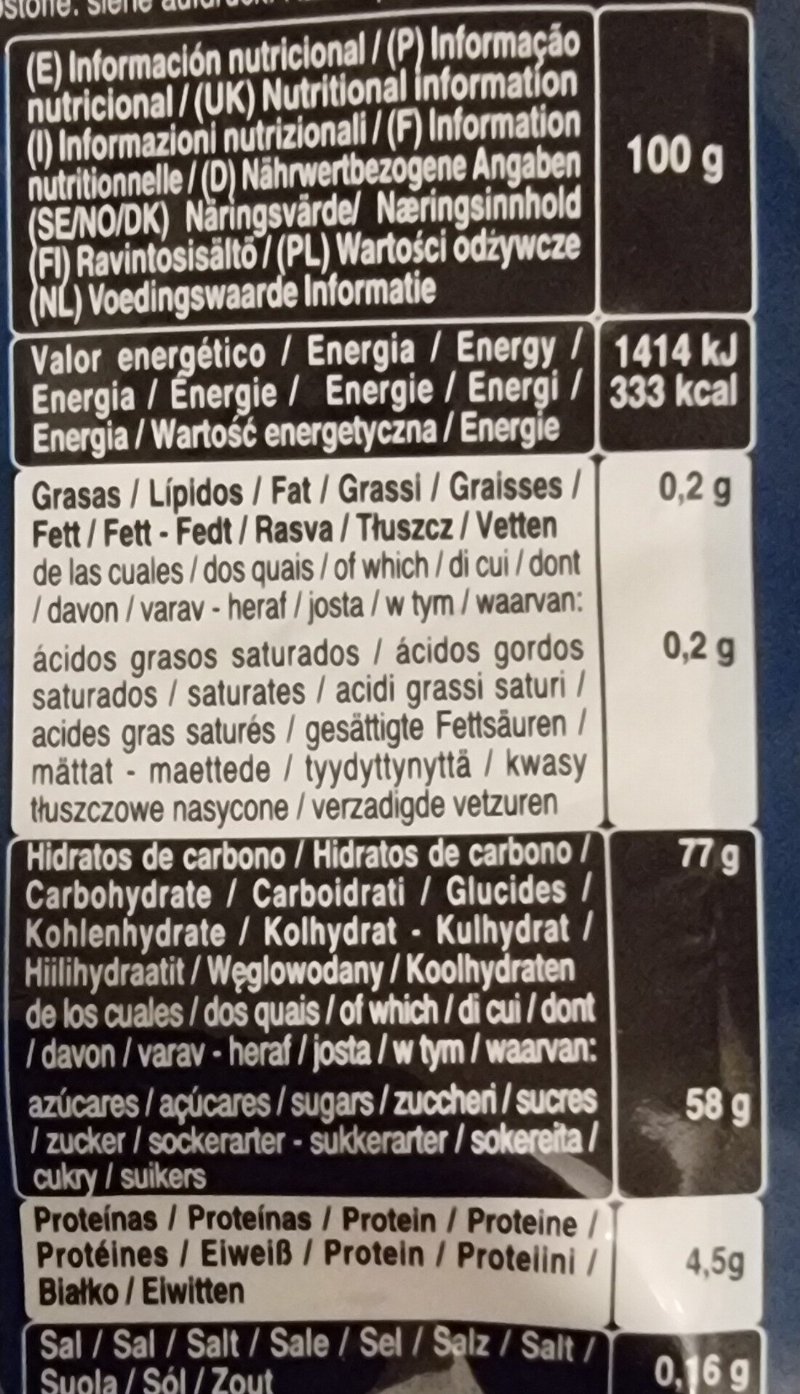 Foto da tabela nutricional