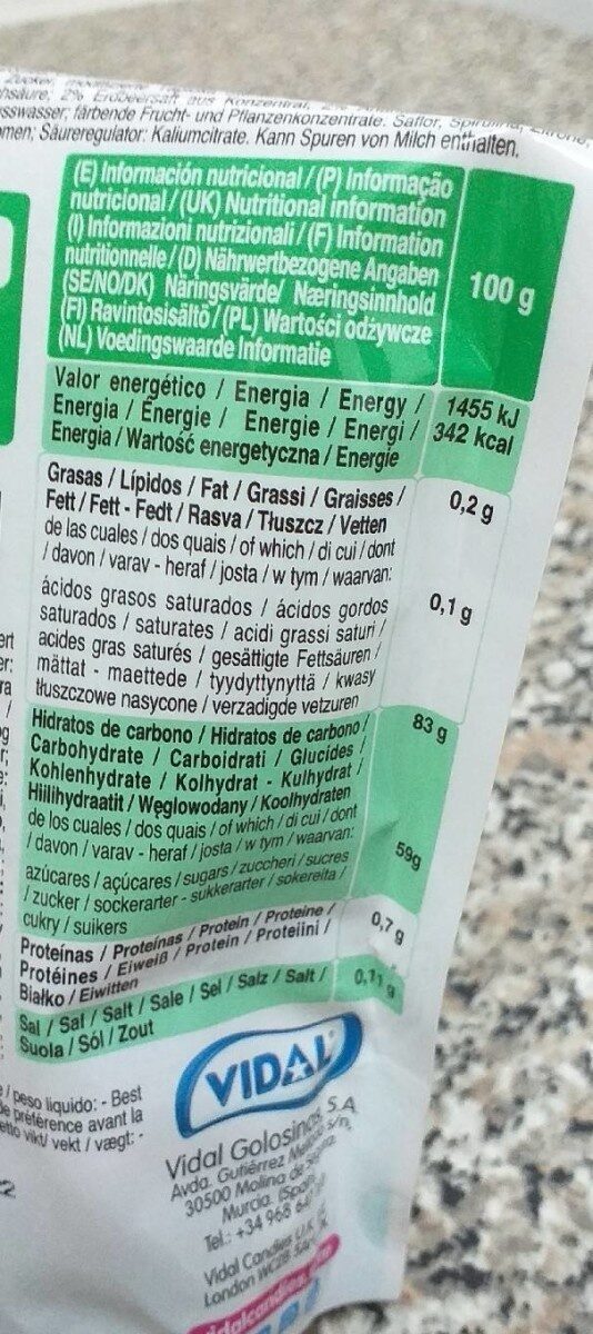 Foto da tabela nutricional