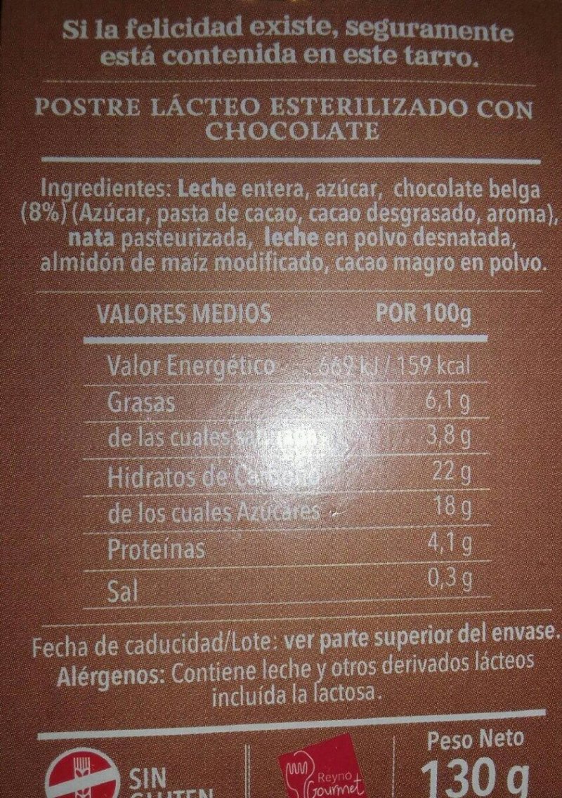 Foto da lista de ingredientes