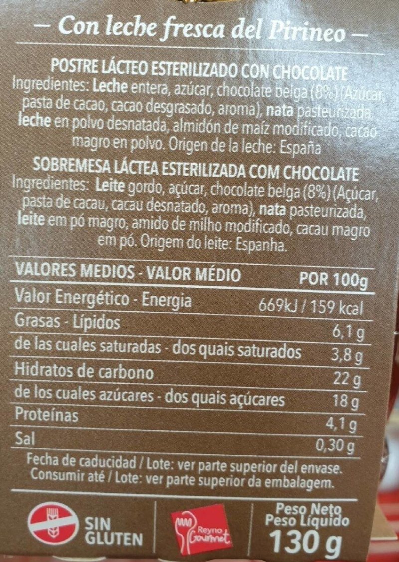 Foto da tabela nutricional