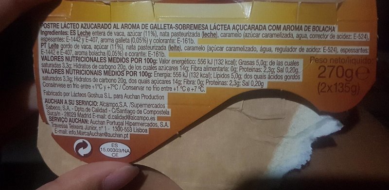 Foto da tabela nutricional