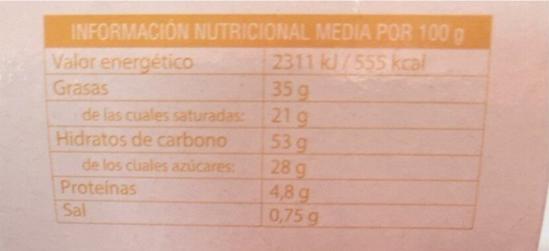 Foto da tabela nutricional